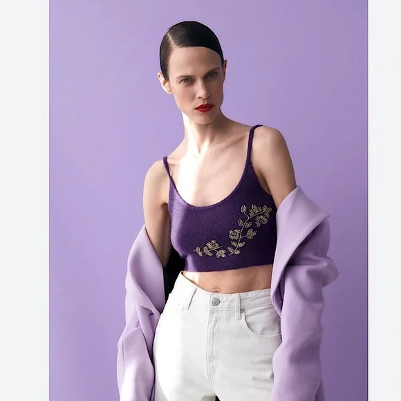 ZARA Bloggers Fav Wool Blend Beaded Knit Top - Picture 3 of 12